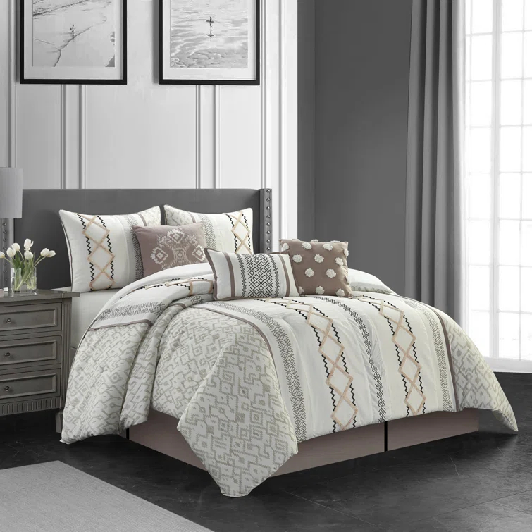 Nanshing America, Inc Anthony Microfiber 7 Piece Comforter Set