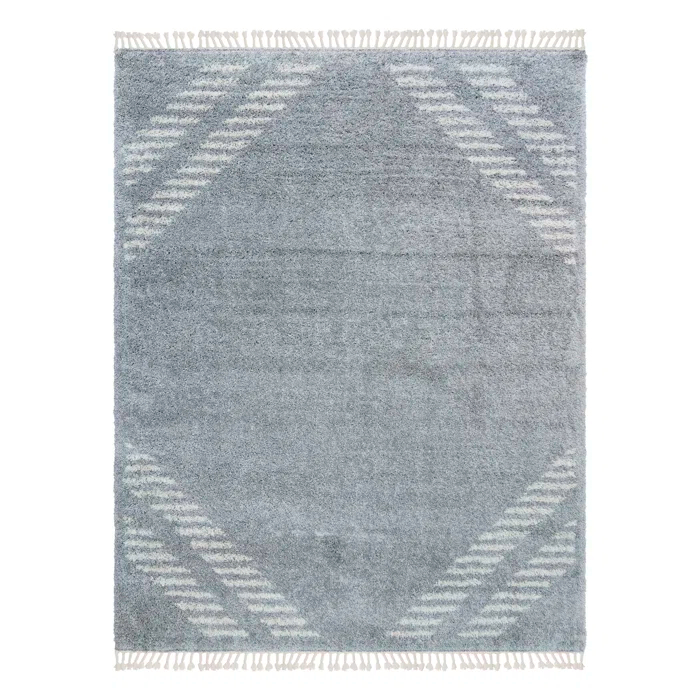 Gertmenian Limmet Lowne Charcoal Gray/Ivory Plush Modern Shag Area Rug with Fringe