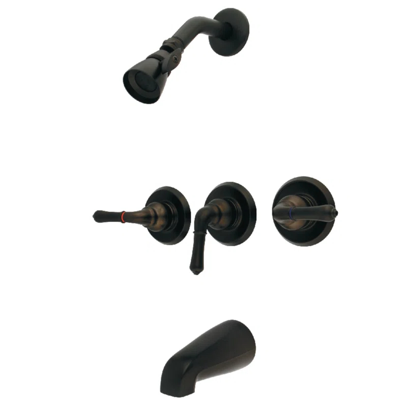 Kingston Brass GKB235 Kingston Brass Magellan Triple-Handle Tub and Shower Faucet