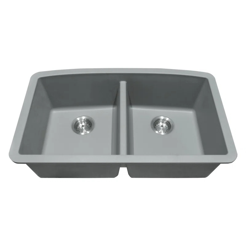 Quartz 32"x19" Undermount 50/50 Double Bowl Kitchen Sink