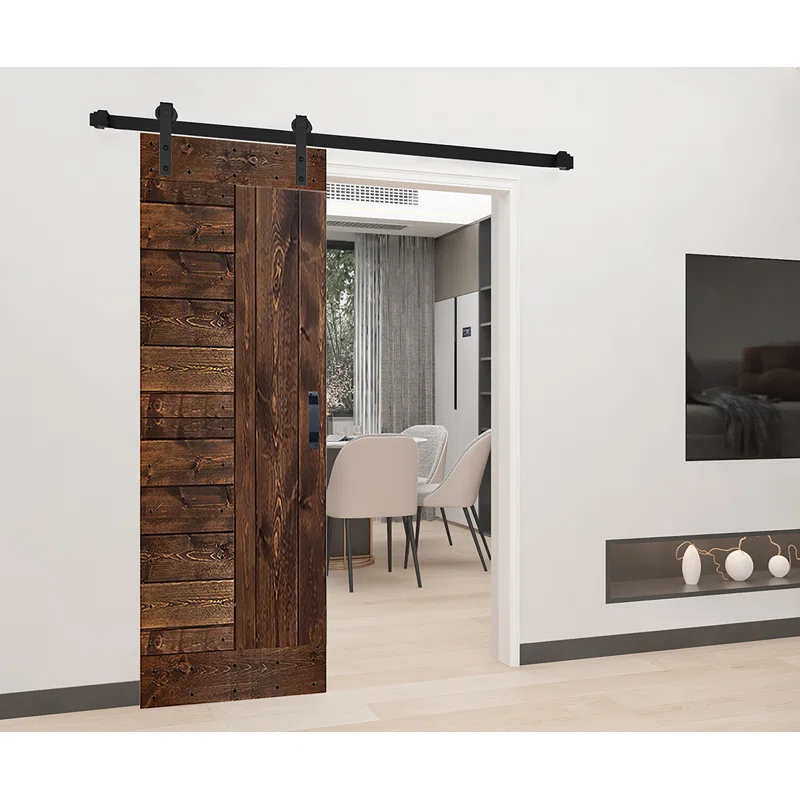 IsLife L Series Paneled Solid Wood Sliding Barn Door with Installation Hardware Kit -Assembly Needed