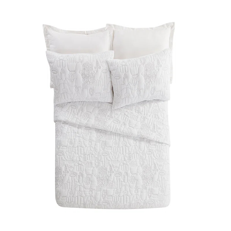 Jungalow Hamsa 3-Piece Embroidered Quilt Set