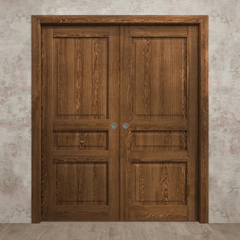 SARTODOORS Sliding French Double Pocket Doors | Ego 5012 | Kit Rail Hardware | Solid Wood Interior Bedroom Modern Doors