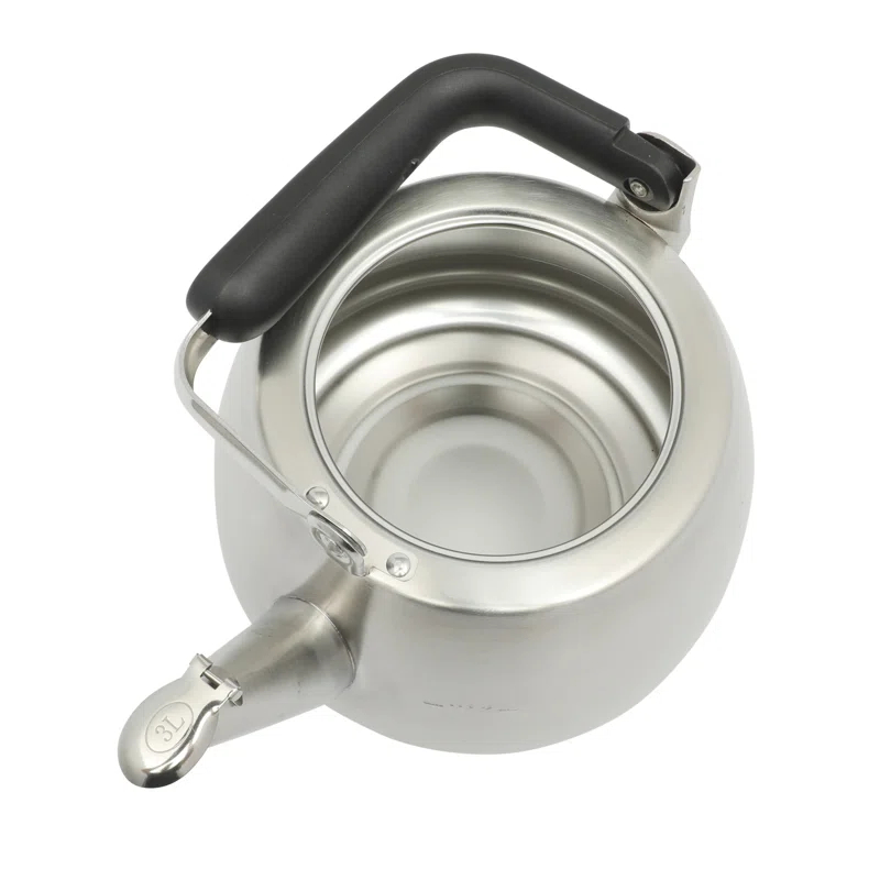 Sur La Table Kitchen Essentials Sur La Table Kitchen Essential Large 2 QT Heavy Gauge Brushed Stainless Steel Whistling Tea Kettle