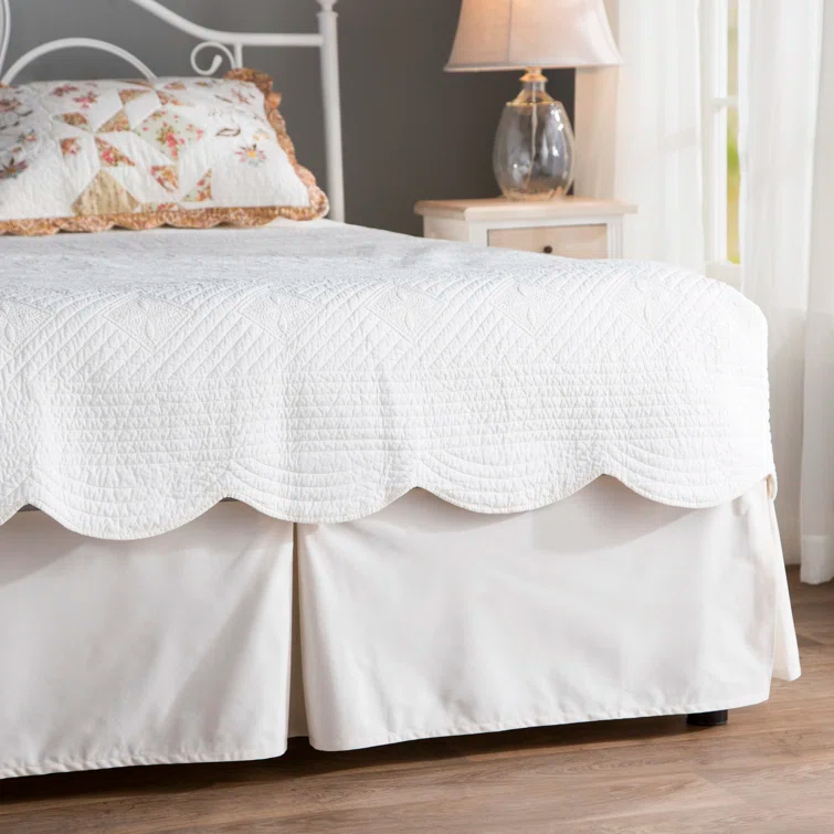 Fresh Ideas Fresh Ideas Tailored Poplin Bed Skirt, 14" Drop Length