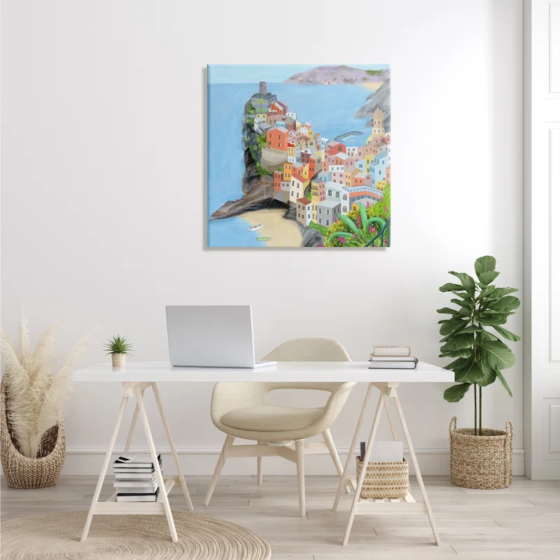 Stupell Industries Cinque Terre Coastal City Architecture Italian Landmark Oversized White Framed Giclee Texturized Art By Carla Daly | Wayfair