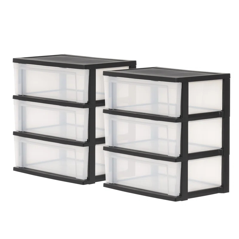 IRIS USA, Inc. 3 Drawer Wide Plasitc Chest  (Set of 2)