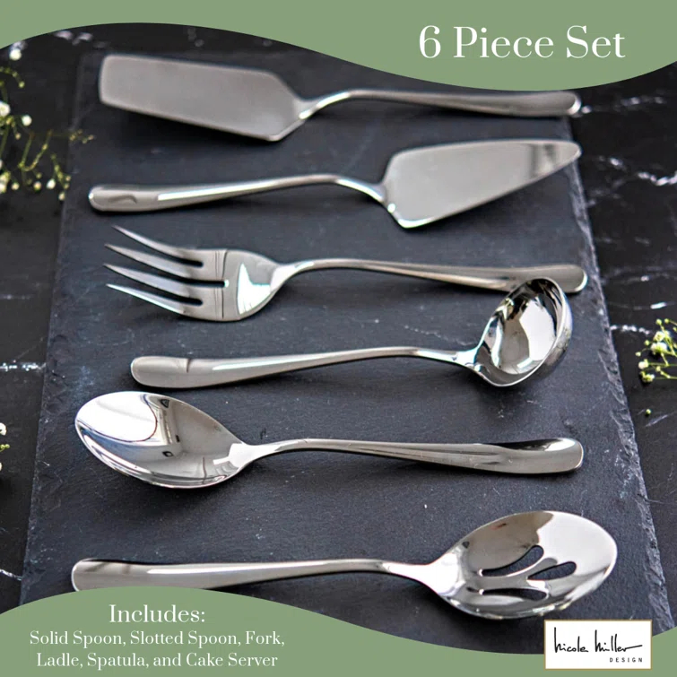 Nicole Miller Nicole Miller 6-Piece Madison Hostess Set Made With Quality Stainless Steel