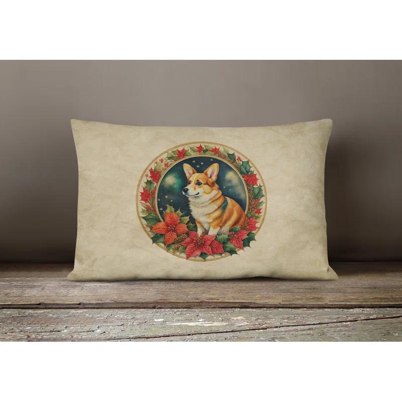 Caroline's Treasures Christmas Flowers Frame Other/No Pattern Indoor/Outdoor Throw Pillow