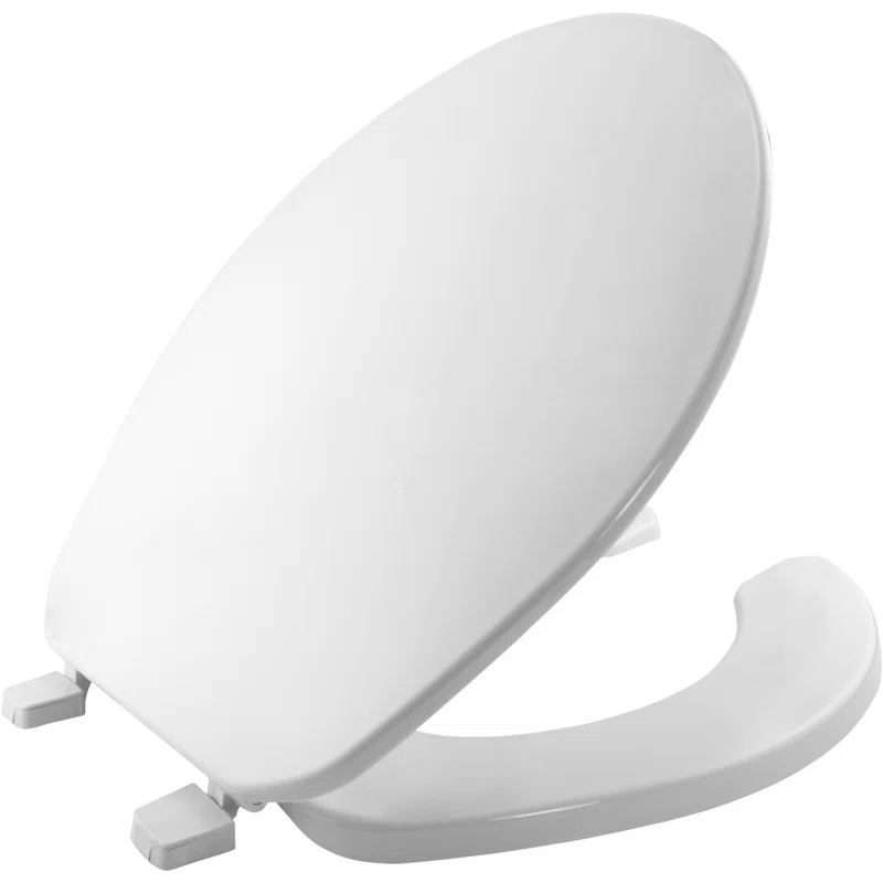 Bemis 7E75 000 BEMIS 75 Commercial Open Front Toilet Seat with Cover, ROUND, Plastic, White