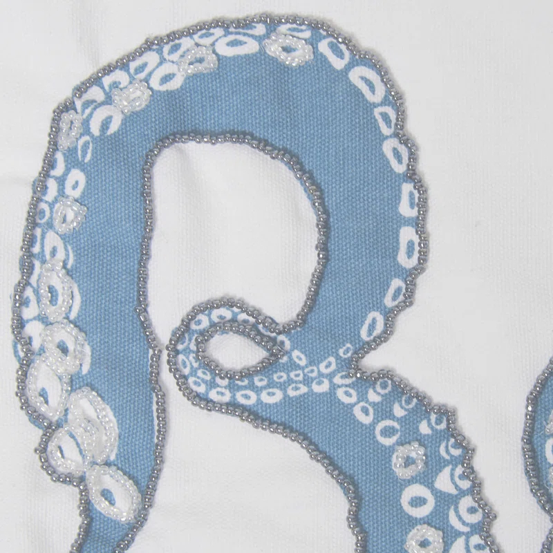 C&F Home Octopus Beach Printed and Beaded Throw Pillow