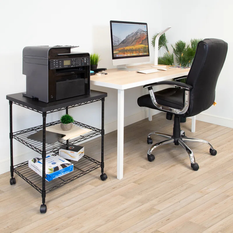 Mount-It! Printer Stand With Wheels, 3-Tier Large Printer Cart With Storage Shelves