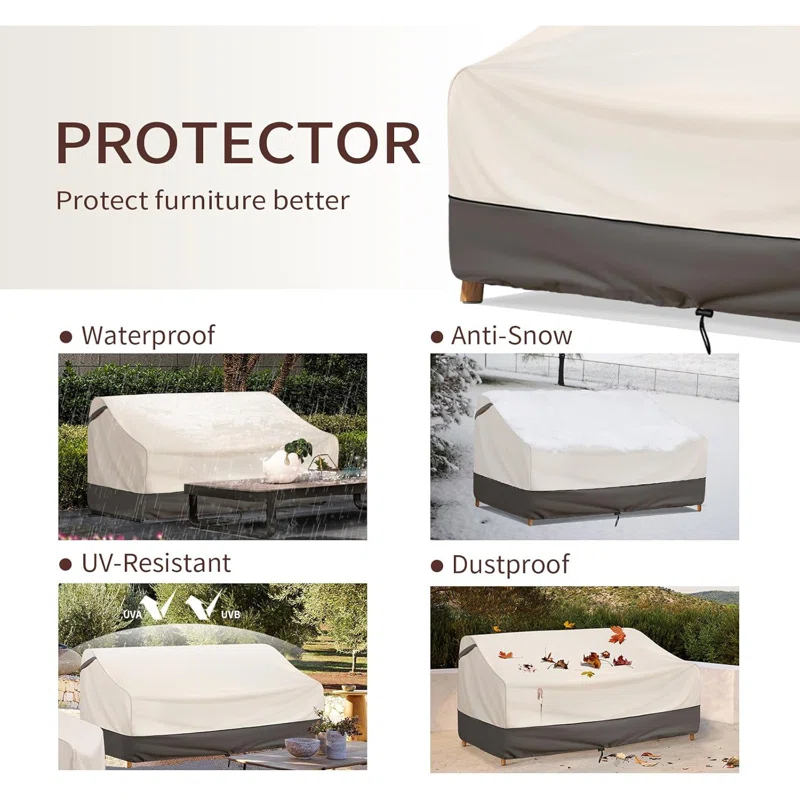 Arlmont & Co. Patio Furniture Covers Waterproof,Outdoor 3-Seater Sofa Cover Fits Up To 79W X 38D X 35H Inches