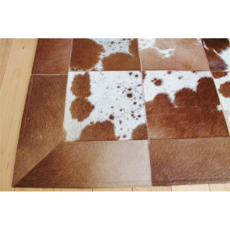 Madisons Inc Patchwork Handmade Cowhide Natural Brown Area Rug