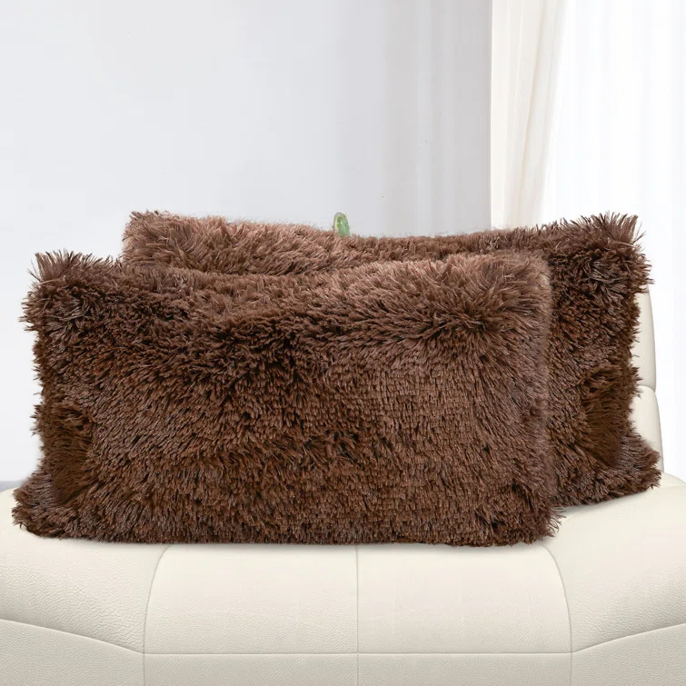 Cheer Collection Cheer Collection Shaggy Hair Decorative Throw Pillows (Set of 2)