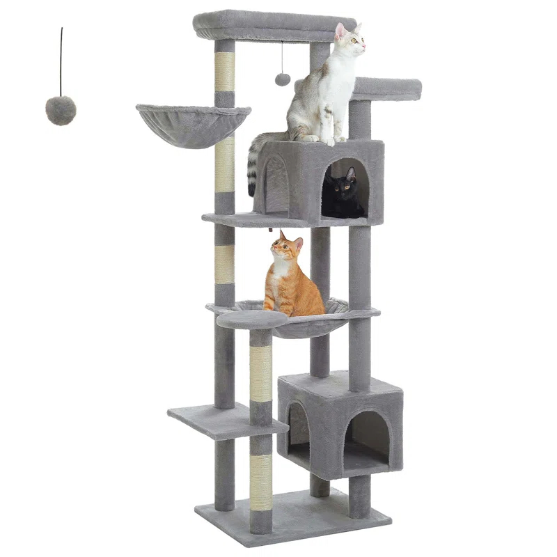 Ophelia & Co. 69" Tall Cat Tree Tower For Indoor Large Cats With Super Large Hammock, Scratching Posts, Condo House And Large Top Perch
