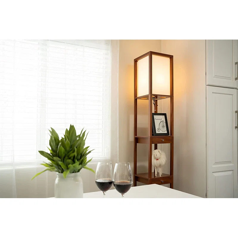 Latitude Run® 72" Column Floor Lamp With Shelves and 3 Drawers