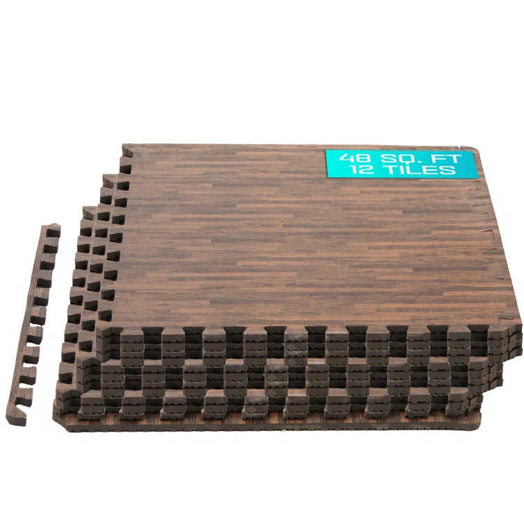 Bme Premium 24" L x 24" W x 0.375" EVA Interlocking Foam Floor Tiles, Non-Slip Gym Mats for Muti-use