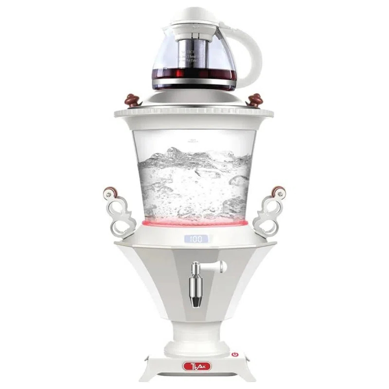 Ttak Houseware Ttak Houseware Electric Glass Samovar - Tea Maker Water Auto Shut Off Kettle Modern Design Overheat Boil-Dry Protection LED Temperature Glass Teapot