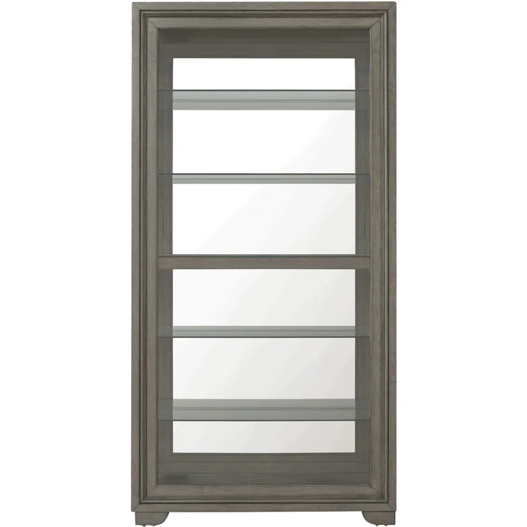 Pulaski Furniture Modern Wood Framed 5-Shelf Sliding Door Curio With LED Light