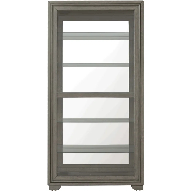 Pulaski Furniture Modern Wood Framed 5-Shelf Sliding Door Curio With LED Light