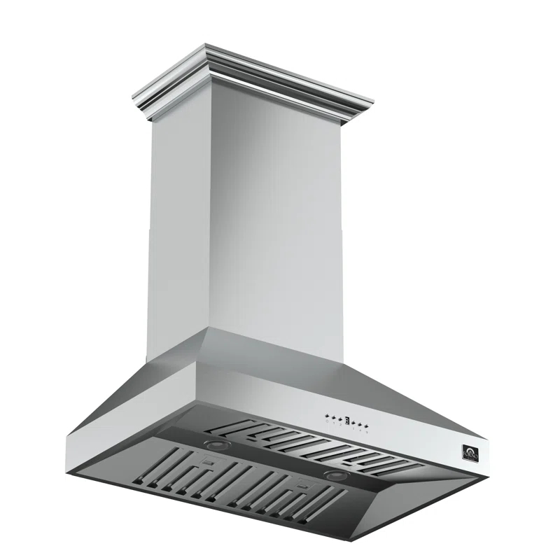Forno Orvieto 36-inch Wall Mount Range Hood, 1200 CFM Double Motor, 4 Speed Control, All Stainless Steel