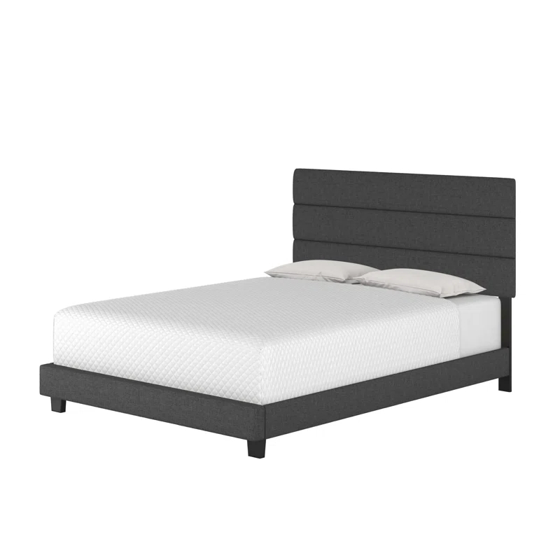 Boyd Sleep Boyd Sleep Sicily Upholstered Linen Tri Panel Platform Bed Frame with Adjustable Height Headboard, Sturdy 13 Slat Support System, No Box Spring Required