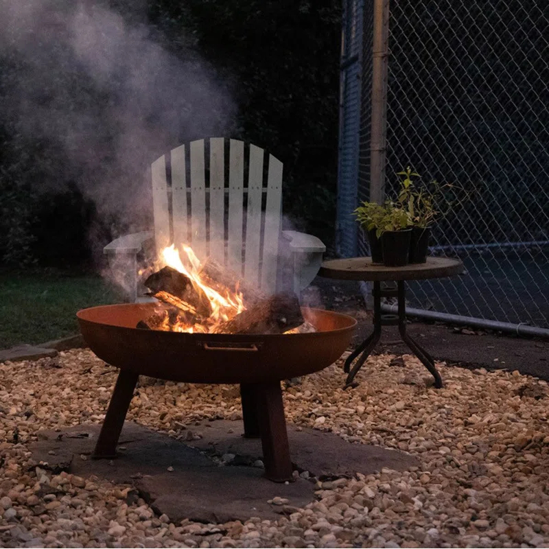 SunnyDaze Decor Union Round Wood-Burning Steel Finish Cast Iron Outdoor Raised Fire Pit Bowl