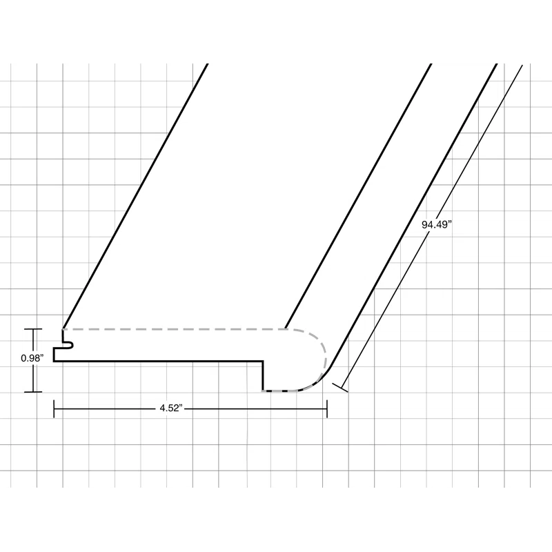 Montserrat Vinyl 1" Thick 4.4" Wide 94.5" Length Stair Nose