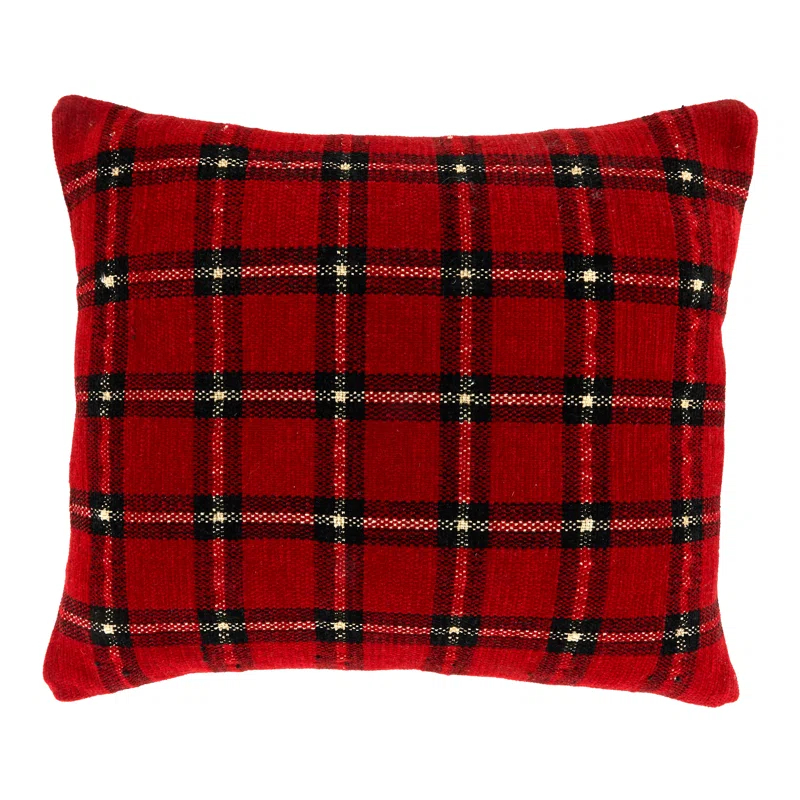 Saro Chenielle Plaid Collection Plaid Rayon/Viscose Pillow Cover