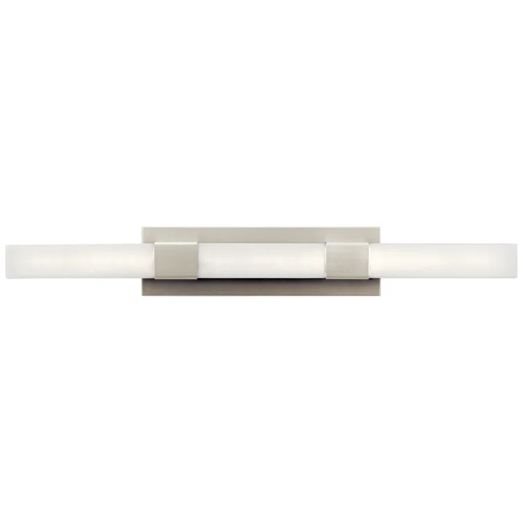 Sleek Satin Nickel LED Vanity Light with White Polycarbonate Shade