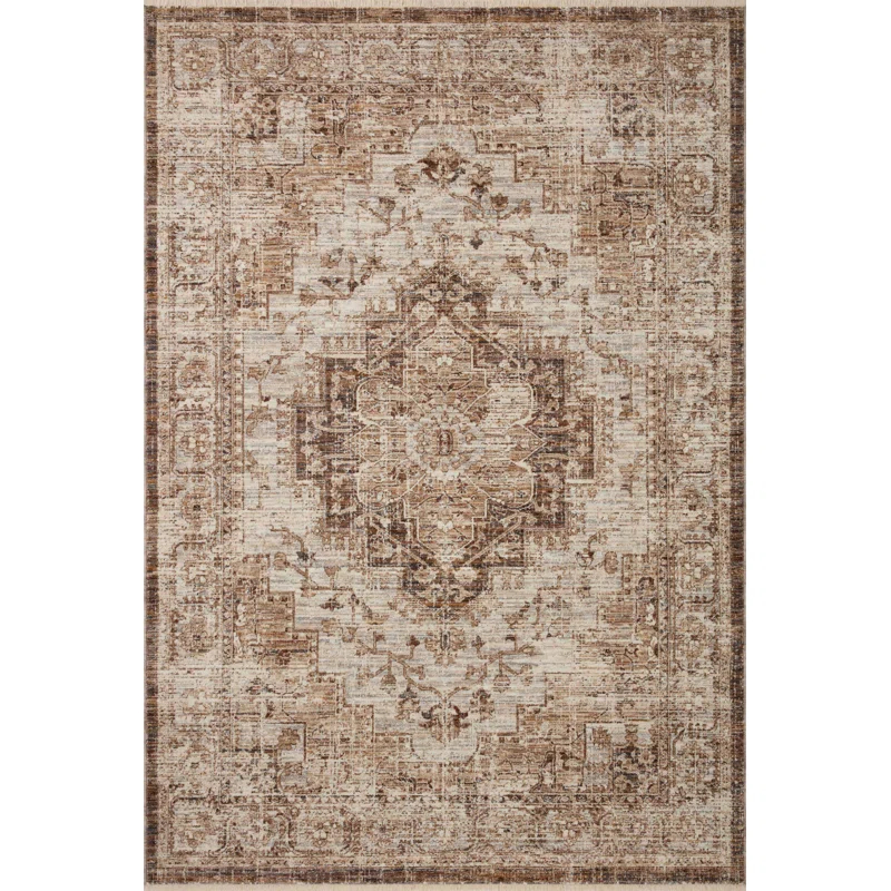 Loloi Rugs Sorrento Oriental Machine Made Power Loom Polyester Area Rug in Beige/Brown