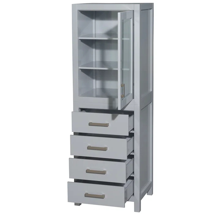 Wyndham Collection Sheffield Solid Wood Freestanding Linen Cabinet