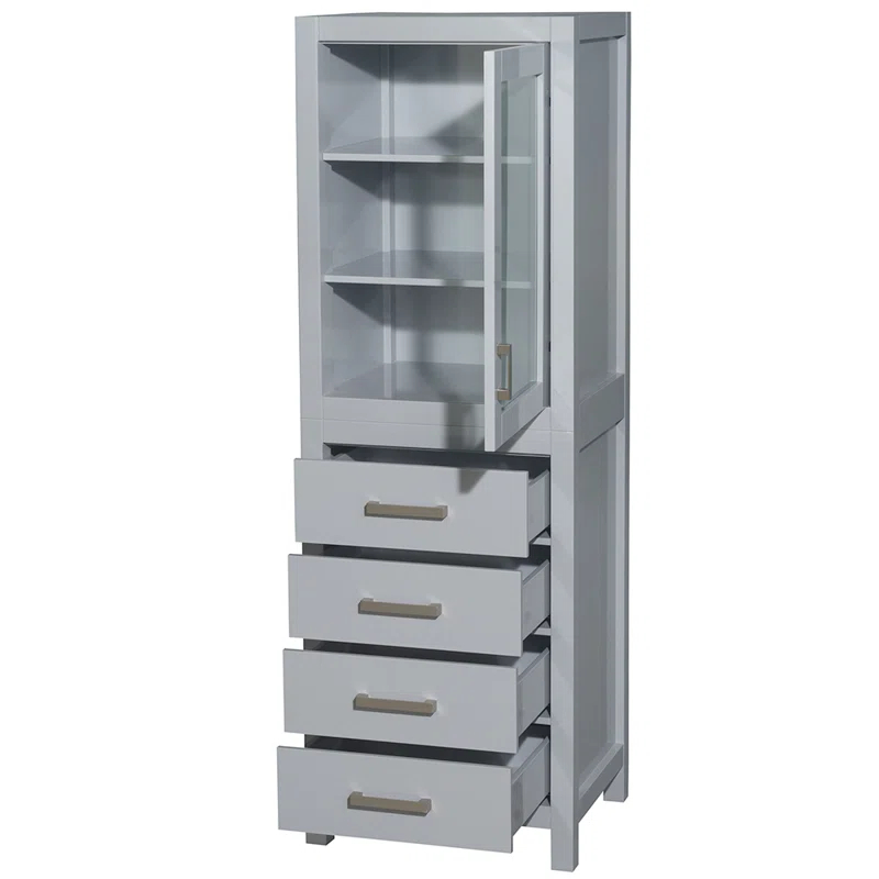 Wyndham Collection Sheffield Solid Wood Freestanding Linen Cabinet