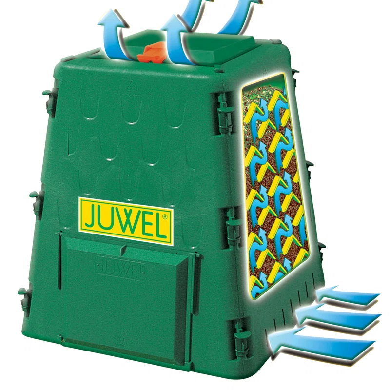 Juwel AeroQuick 77 Gallons Plastic Outdoor Stationary Composter with Latching Lid
