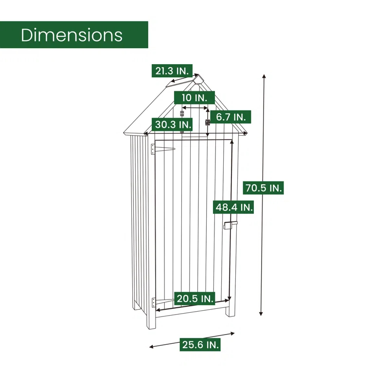 2 ft. 5 in. W x 2 ft D Solid Wood Storage Shed