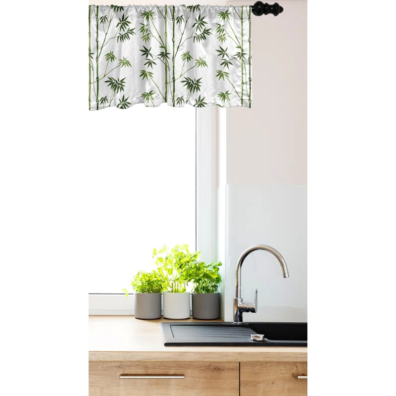 Ambesonne Ambesonne Asian Print Valance Pack of 2 Exotic Foliage Pattern  Olive Green Evergreen