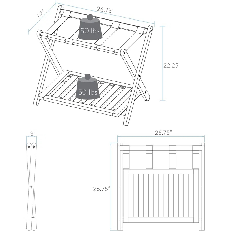 WRIWON Luggage Rack, 26.75" Wide with Shelf