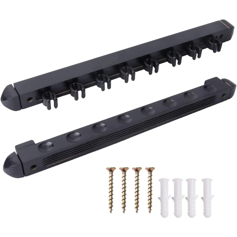 GSE Games & Sports Expert 2-Piece Billiard Pool Cue Stick Wall Mounted Rack, Holds 8 Pool Cue Stick