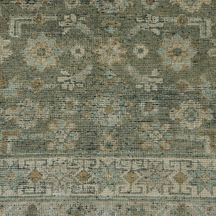 Four Hands Kenli Oriental Hand-Knotted Wool Area Rug in Green/Brown | Perigold