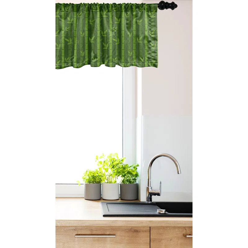 Ambesonne Asian Print Valance Pack of 2 Japanese Pattern Art  Olive Green and Lime Green