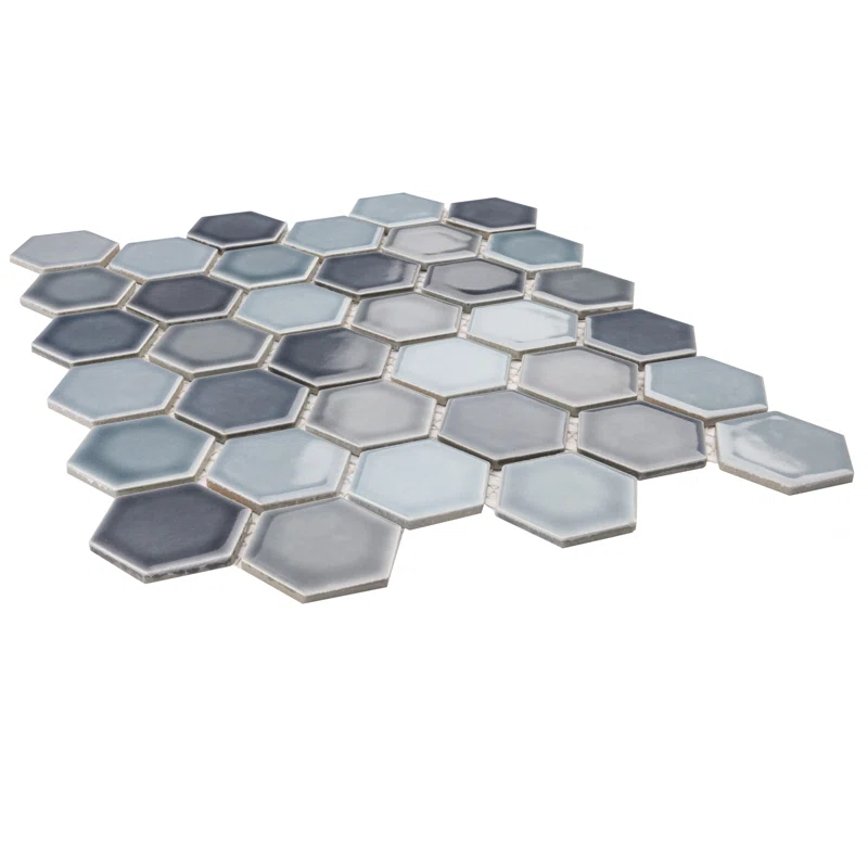 Merola Tile Hudson Due 2" Hex 10-7/8 " x 12-5/8 " Porcelain Mosaic Floor and Wall Tile
