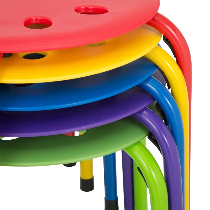 Assorted Color Plastic Stacking Classroom Stool (Set of 5)