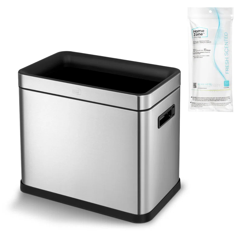 Home Zone Living Steel Open Kitchen Trash Can - 8.7 Gallons