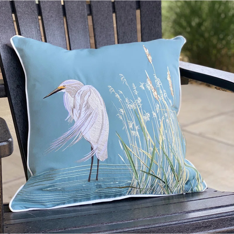 Embroidered Indoor/Outdoor Throw Pillow