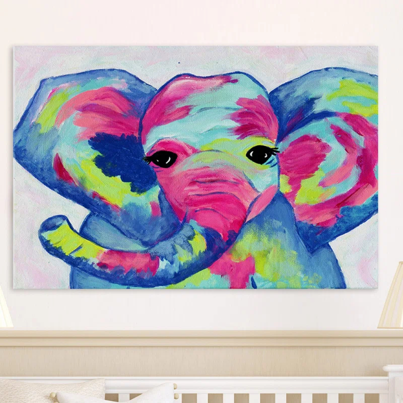 Marmont Hill 'Colorful Elephant' by Jill Lambert Print on Wrapped Canvas