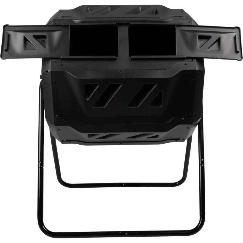 Pure Garden Compost Tumbler - 43Gal Compost Bin with Dual Chambers, 360-Degree Rotating Design, and Garden Gloves Included - Homesteading Supplies