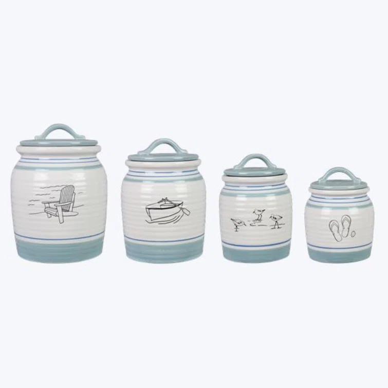 Love Happy Creations LLC Ceramic / Porcelain Canister - Set of 4 (Set of 4)
