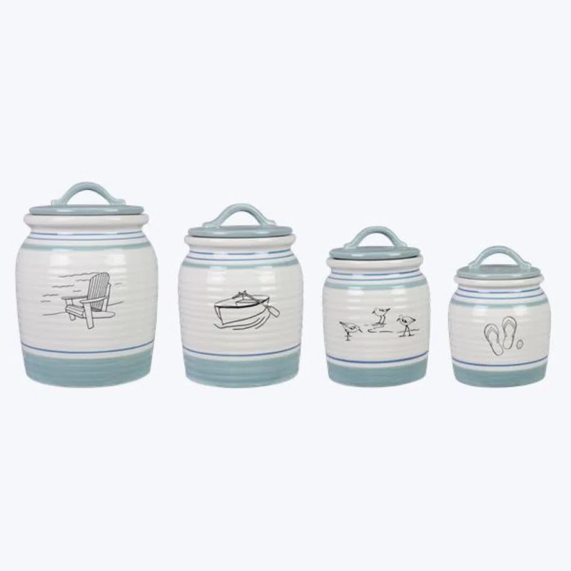 Love Happy Creations LLC Ceramic / Porcelain Canister - Set of 4 (Set of 4)