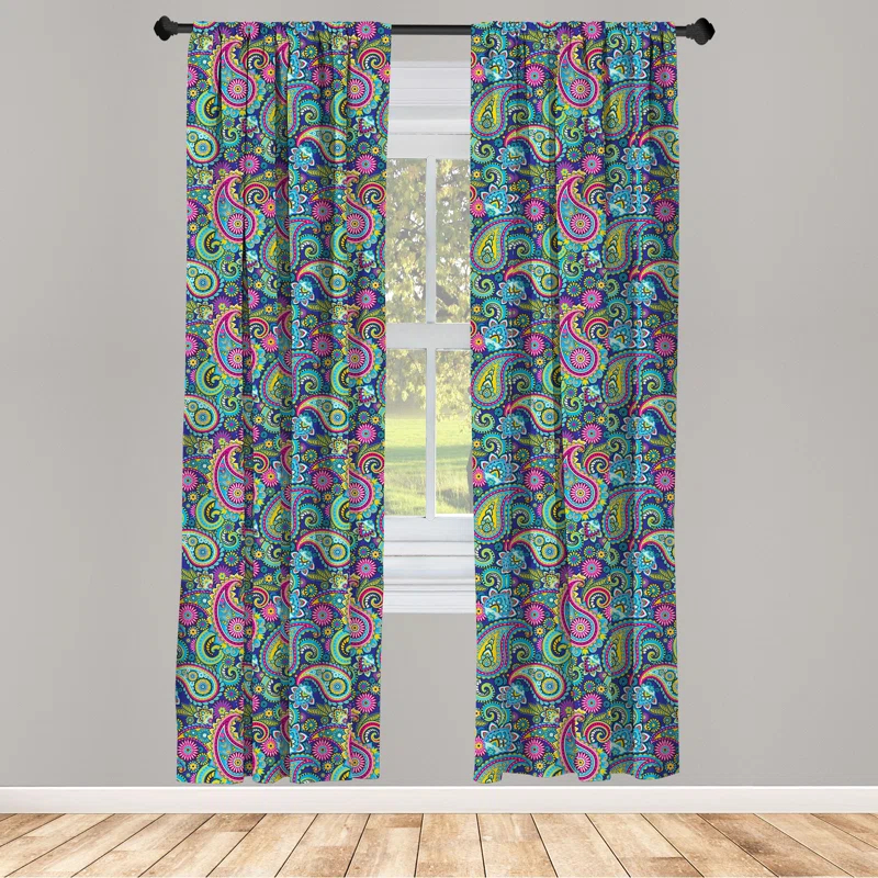 Paisley Semi-Sheer Rod Pocket Curtain Panels (Set of 2)